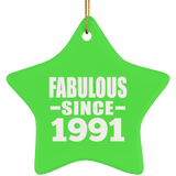 33rd Birthday Fabulous Since 1991 - Star Ornament