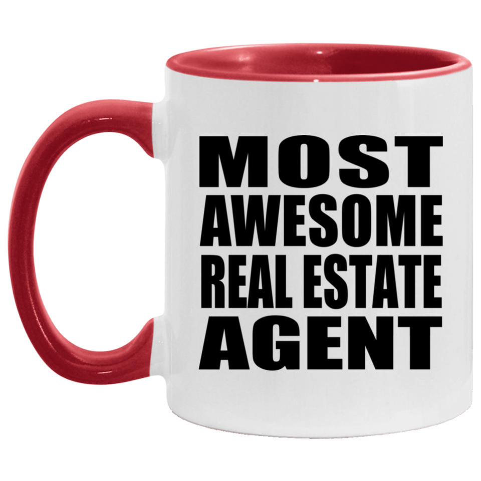 Most Awesome Real Estate Agent - 11oz Accent Mug Red