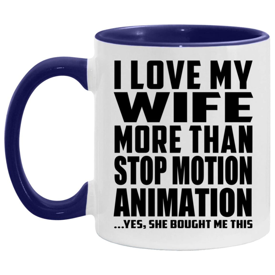 I Love My Wife More Than Stop Motion Animation - 11oz Accent Mug Purple