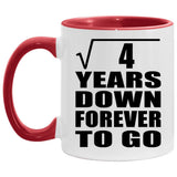 2nd Anniversary Square Root of 4 Years Down Forever To Go - 11oz Accent Mug Red