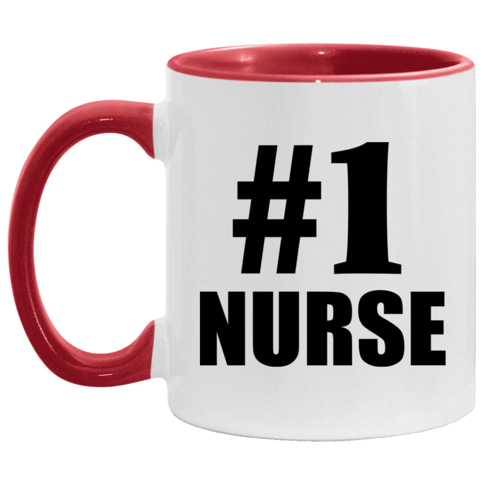 Number One #1 Nurse - 11oz Accent Mug Red