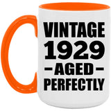 95th Birthday Vintage 1929 Aged Perfectly - 15oz Accent Mug Orange