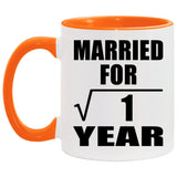 1st Anniversary Married For Square Root of 1 Year - 11oz Accent Mug Orange