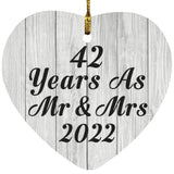 42nd Anniversary 42 Years As Mr & Mrs 2022 - Heart Ornament F