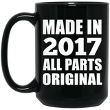 7th Birthday Made in 2017 All Parts Original - 15oz Coffee Mug Black