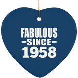 66th Birthday Fabulous Since 1958 - Heart Ornament