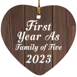 First Year As Family Of Five 2023 - Heart Ornament D