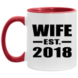 Wife Established EST. 2018 - 11oz Accent Mug Red