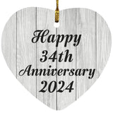 Happy 34th Anniversary 2024 - Heart Ornament F