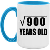30th Birthday Square Root of 900 Years Old - 15oz Accent Mug Blue