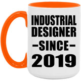 Industrial Designer Since 2019 - 15oz Accent Mug Orange