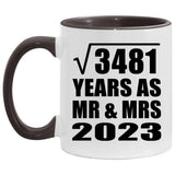 59th Anniversary Square Root of 3481 Years As Mr & Mrs 2023 - 11oz Accent Mug Black