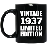 87th Birthday Vintage 1937 Limited Edition - 11oz Coffee Mug Black