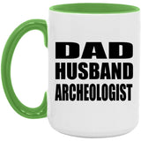 Dad Husband Archeologist - 15oz Accent Mug Green
