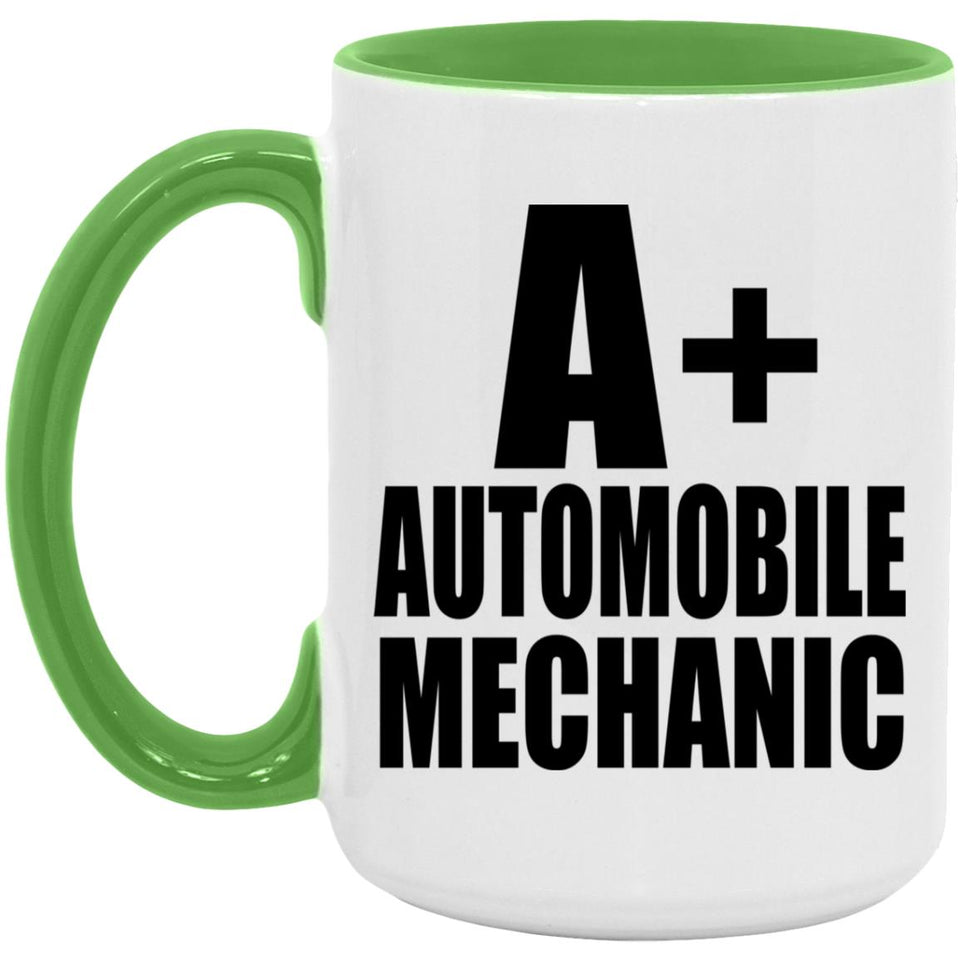 A+ Automobile Mechanic - 15oz Accent Mug Green