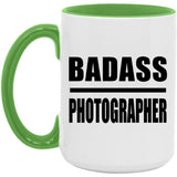 Badass Photographer - 15oz Accent Mug Green
