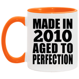14th Birthday Made In 2010 Aged to Perfection - 11oz Accent Mug Orange