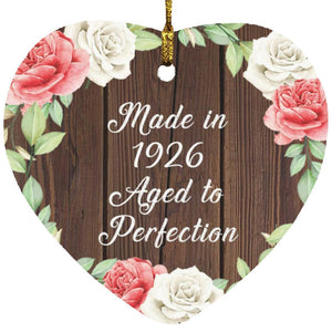 98th Birthday Made In 1926 Aged To Perfection - Heart Ornament A