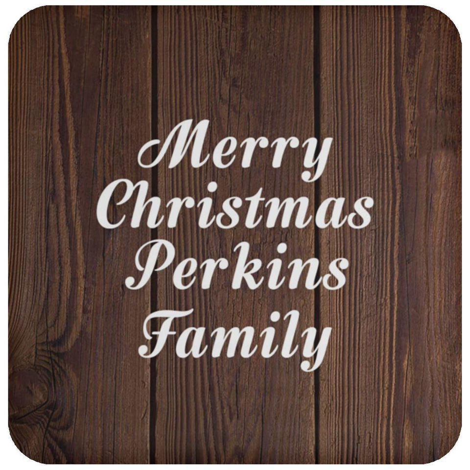Merry Christmas Perkins Family - Drink Coaster D