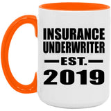 Insurance Underwriter Established EST. 2019 - 15oz Accent Mug Orange