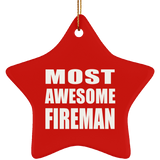 Most Awesome Fireman - Star Ornament