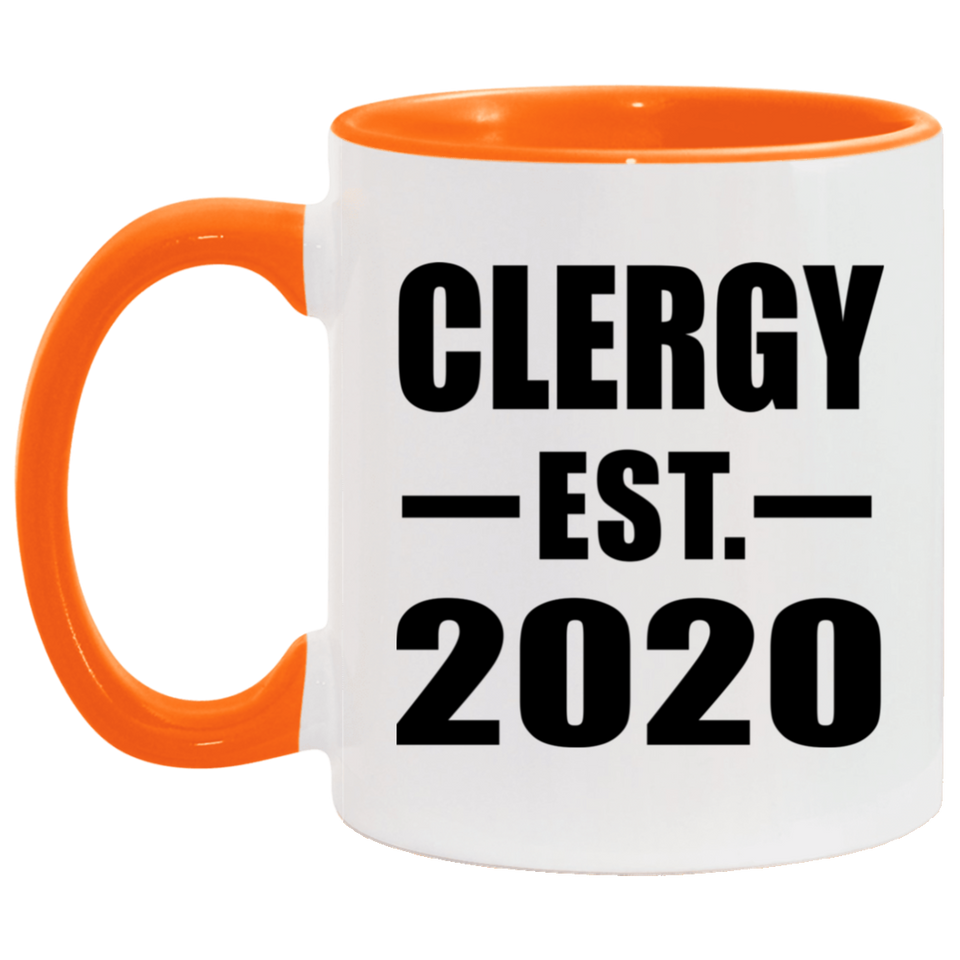 Clergy Established EST. 2020 - 11oz Accent Mug Orange