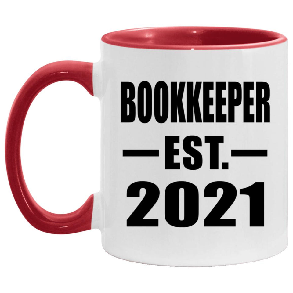 Bookkeeper Established EST. 2021 - 11oz Accent Mug Red