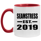 Seamstress Established EST. 2019 - 11oz Accent Mug Red