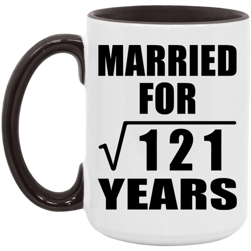 11th Anniversary Married For Square Root of 121 Years - 15oz Accent Mug Black