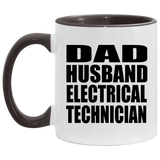 Dad Husband Electrical Technician - 11oz Accent Mug Black