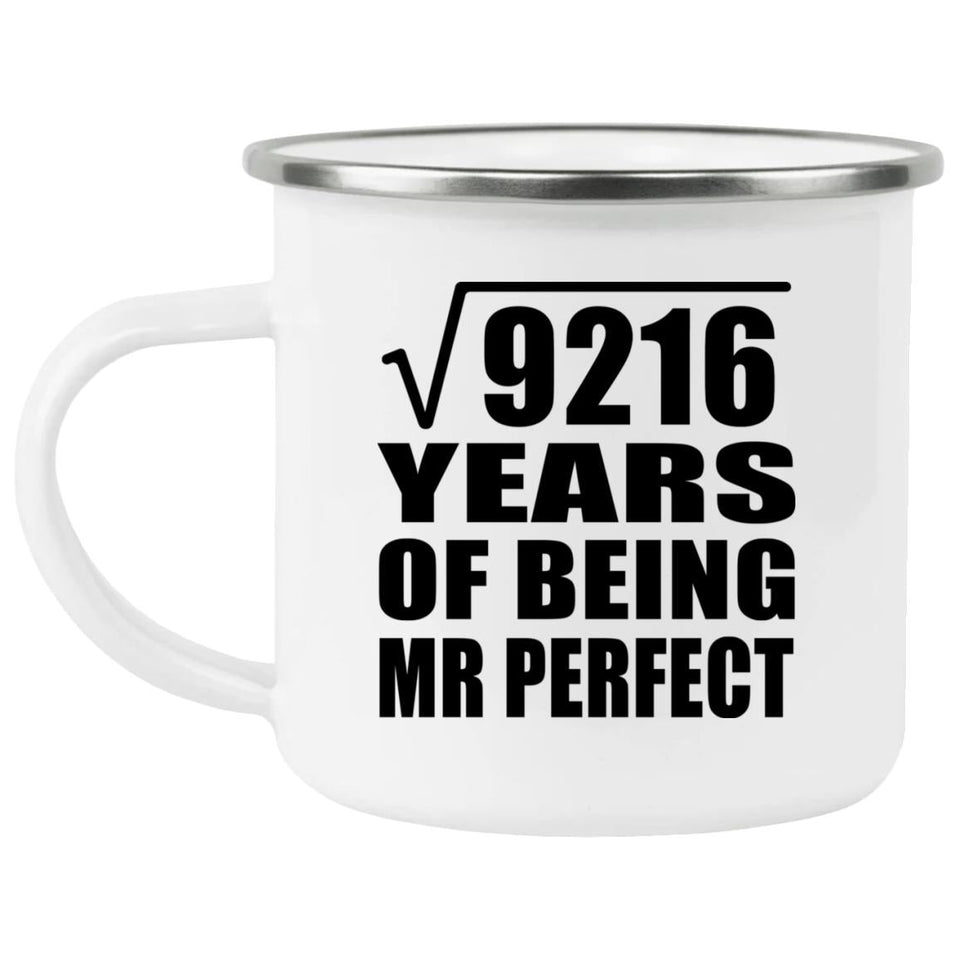 96th Anniversary Square Root of 9216 Years of Mr Perfect - 12oz Camping Mug