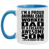 Proud Animal Care Worker Dad Of Awesome Son - 11oz Accent Mug Blue