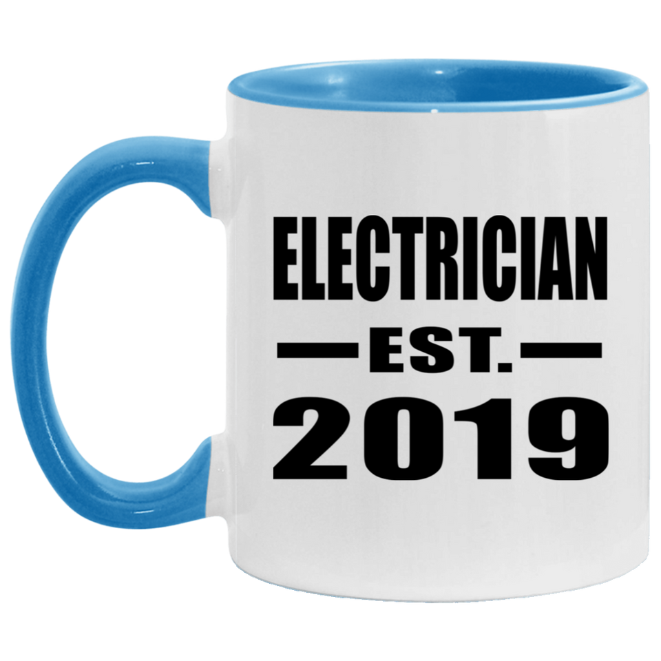 Electrician Established EST. 2019 - 11oz Accent Mug Blue