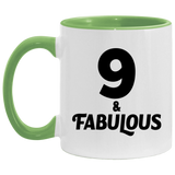 9th Birthday 9 & Fabulous - 11oz Accent Mug Green