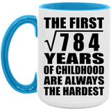 28th Birthday Square Root of 784 Years of Childhood - 15oz Accent Mug Blue