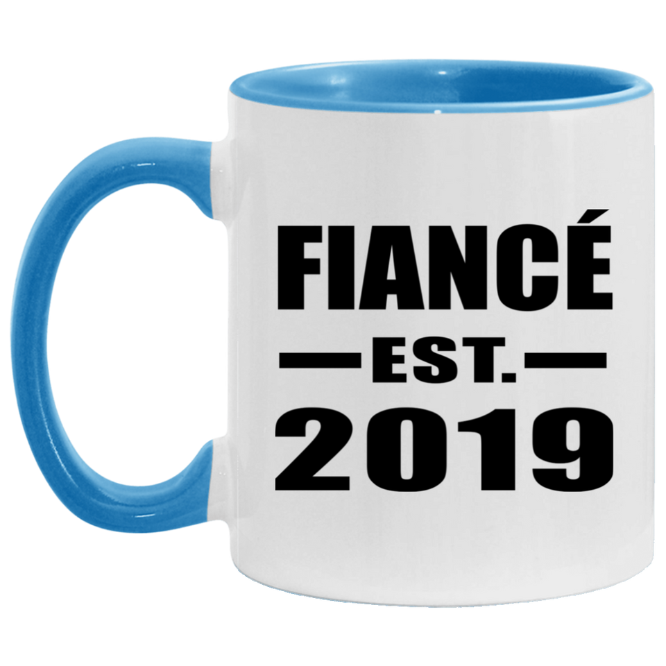 Fiance Established EST. 2019 - 11oz Accent Mug Blue