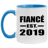 Fiance Established EST. 2019 - 11oz Accent Mug Blue