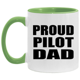 Proud Pilot Dad - 11oz Accent Mug Green