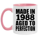 36th Birthday Made In 1988 Aged to Perfection - 11oz Accent Mug Pink