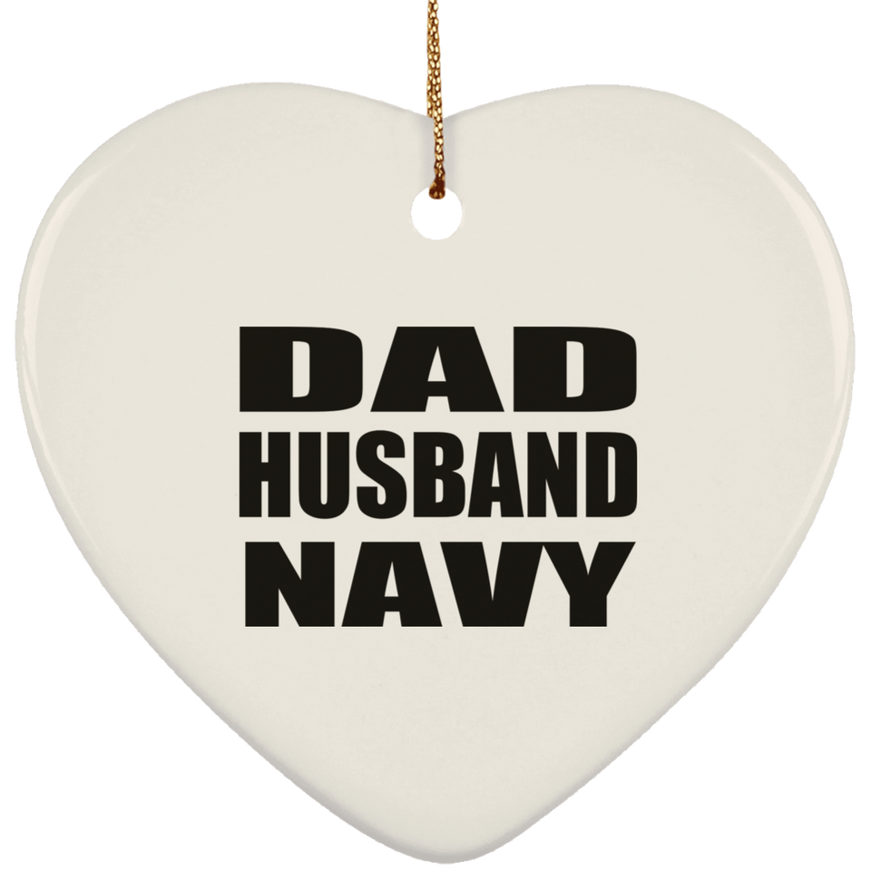 Dad Husband Navy - Heart Ornament