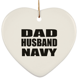 Dad Husband Navy - Heart Ornament