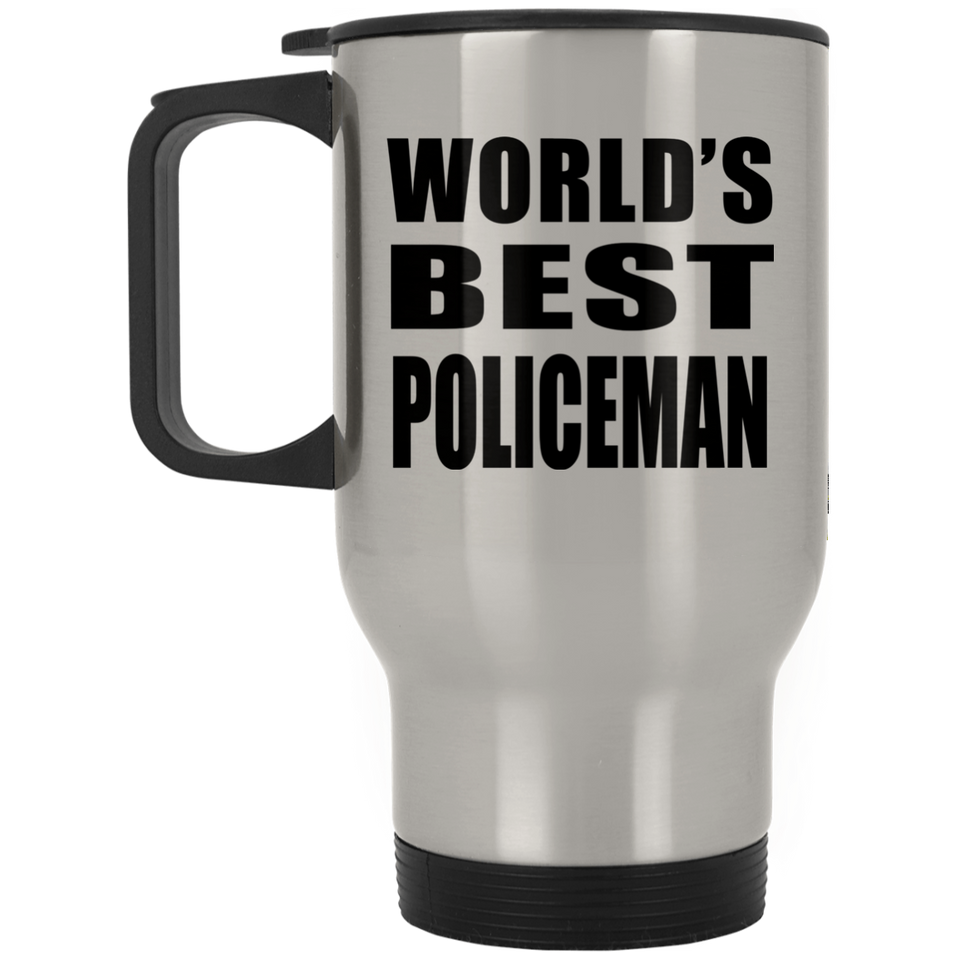 World's Best Policeman - Silver Travel Mug