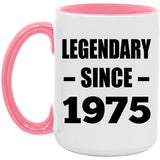 49th Birthday Legendary Since 1975 - 15oz Accent Mug Pink