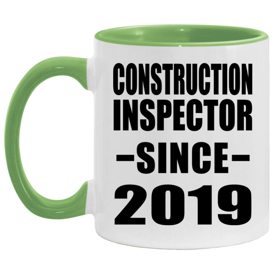 Construction Inspector Since 2019 - 11oz Accent Mug Green