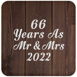 66th Anniversary 66 Years As Mr & Mrs 2022 - Drink Coaster D