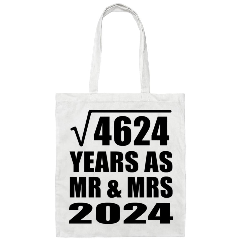 68th Anniversary Square Root of 4624 Years As Mr & Mrs 2024 - Tote Bag White