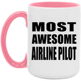Most Awesome Airline Pilot - 15oz Accent Mug Pink