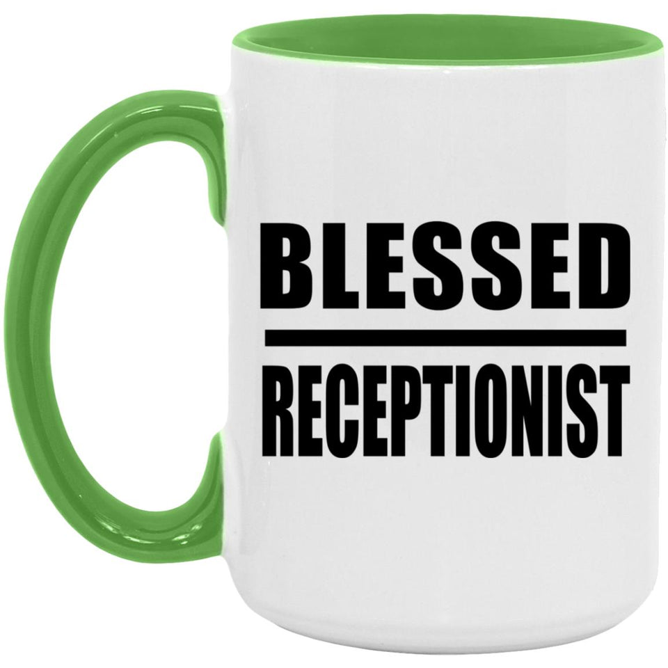 Blessed Receptionist - 15oz Accent Mug Green
