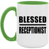 Blessed Receptionist - 15oz Accent Mug Green