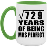 27th Anniversary Square Root of 729 Years of Mrs Perfect - 15oz Accent Mug Green